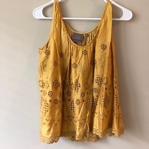 Anthropologie yellow silk top